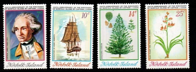 NORFOLK ISLAND SG152/5 1974 CAPTAIN COOK BICENTENARY MNH