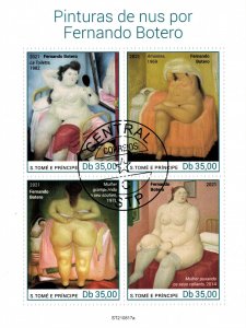 S. TOME E PRINCIPE 2021 - Paintings, nudes, Botero / minisheet