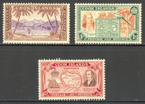 Cook Islands Scott 131-33 Unused HOG - 1949 Captain Cook - SCV $5.00