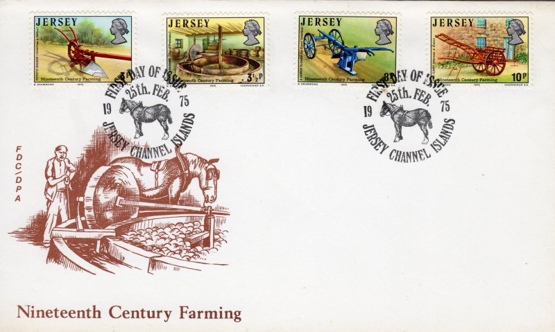 Jersey 1975 Sc#120/123 Nineteenth Century Farming Set (4) FDC