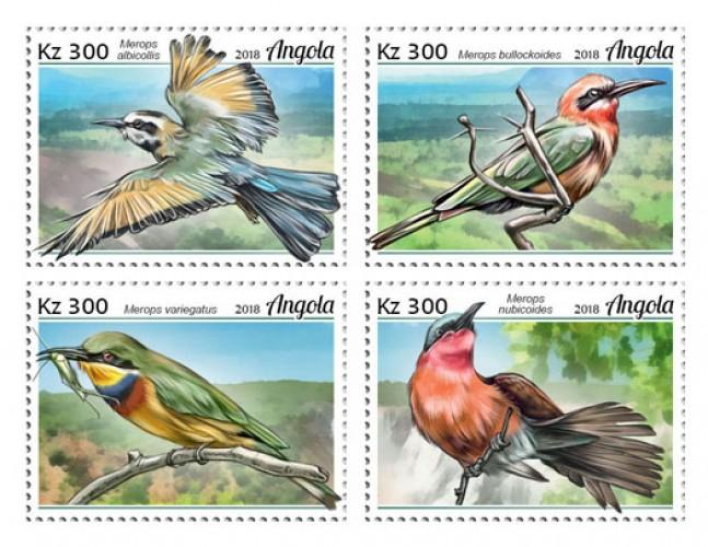 ANGOLA - 2018 - Bee-Eaters - Perf 4v Sheet - MNH