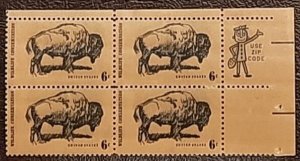 US Scott # 1392; 6c Wildlife Conserv., 1970; MNH, og; VF zip block of 4
