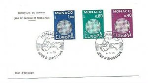 Monaco 1970 Scott 768-70 Europa CEPT 1970 FDC