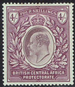 BRITISH CENTRAL AFRICA 1903 KEVII 4/-