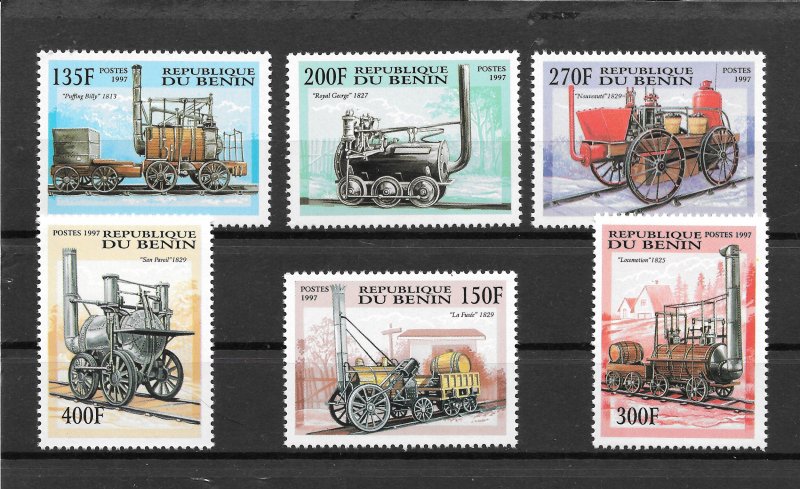 BENIN MNH SET SC#1022-1027 TRAINS SCV$7.10 VERY NICE SET