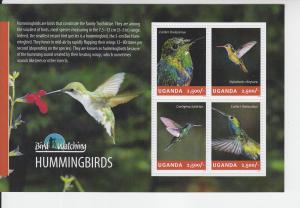 20154 Uganda Hummingbirds MS4 (Scott 2119) MNH