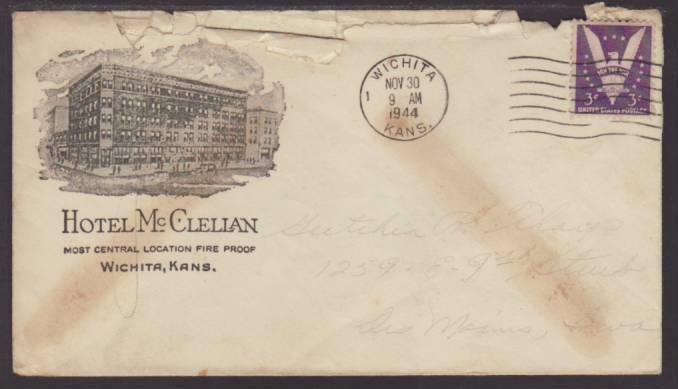 Hotel McClellan,Whitita,KS 1944 Cover