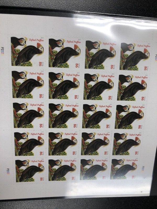 US 4737A Puffins 86C Sheet Of 20 With Black Date Very SCARCE 