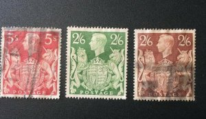 Great Britain Scott Number 249, 249a, 250 1939-1942 Used