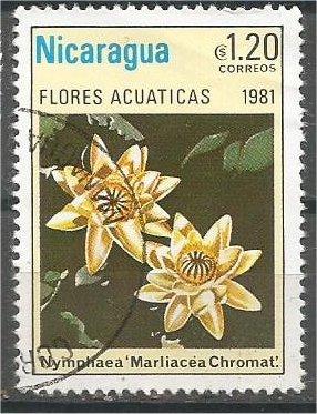 NICARAGUA, 1981, used 1.20cor, Aquatic Flowers, Scott 1116