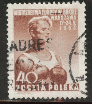 Poland Scott 575 used 1952 boxer stamp