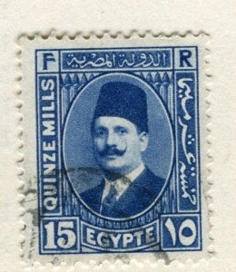 EGYPT;   1927 early King Faud issue fine used 15m. value