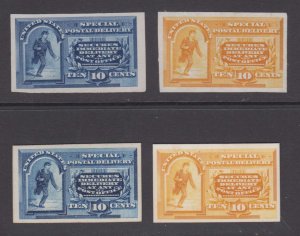 USA 1888-93 SP. DELIVERY Sc E2P3-E2P4 & E3P3-E3P4 PLATE PROOFS INDIA PAPER/CARD