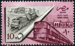 Egypt SC#390 10m Centenary: Egyptian Railway System (1957) MNH