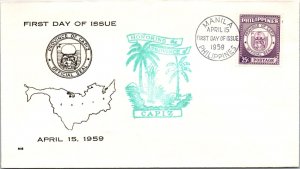 Philippines FDC 1959 - Province of Capiz - 25c Stamp - Single - F43331