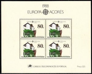 AZORES Sc # 370a EUROPA 1988 S/S of 4 TRANSPORTATION