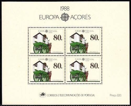 AZORES Sc # 370a EUROPA 1988 S/S of 4 TRANSPORTATION