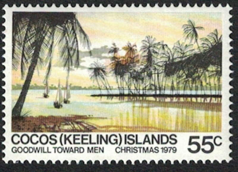 1979 COCOS ISLANDS Stamp - Christmas, 55C E15 