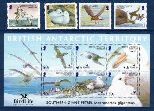 British Antarctic Territory Sc 345-9 MNH Set+S/S- 2005 - Birds - Petrels - HJ06