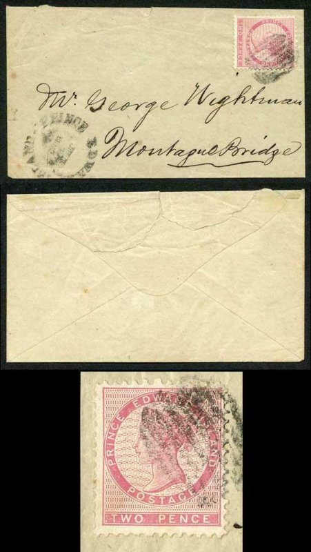 PRINCE EDWARD Is SG12 1862-69 2d rose perf 11.5-12 on Cover