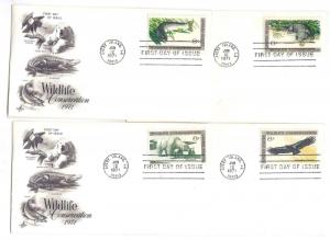 1427-30 Wildlife Conservation, ArtCraft set of 4 single, FDCs