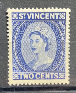 (1302) ST VINCENT 1955 : Sc# 187 QUEEN ELIZABETH II - MH VF