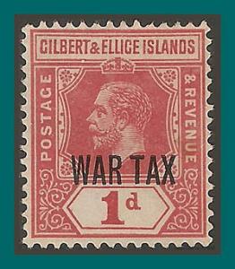 Gilbert & Ellice Islands 1918 War Tax, 1.5d mint #MR1,SG26