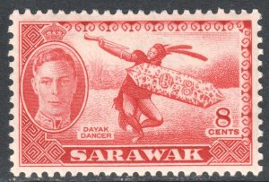 Sarawak Scott 185 - SG176, 1950 George VI 8c MH*