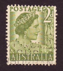 Australia 1951 Sc#231, SG#237 2d Green Queen, Queens, Royalty USED