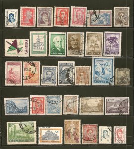 Argentina Collection of 32 Different Older Stamps Used