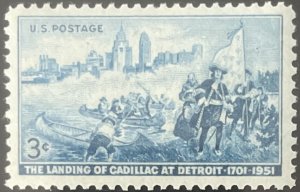 Scott #1000 1951 3¢ Landing of Cadillac at Detroit MNH OG XF/Superb