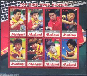 MALAWI TOP PING PONG  OF ALL TIME    SHEET OF EIGHT MINT NH