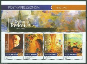 MALDIVES 2015 POST IMPRESSIONISM ODILON REDON  SHEET MINT NH