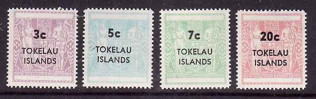 Tokelau-Sc#12-15-unused NH set-New Zealand postal-fiscal sur