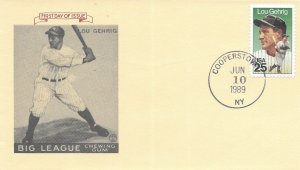 1989 FDC, #2417, 25c Lou Gehrig, Big League Chewing Gum
