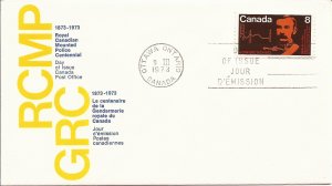 1973 Canada- FDC - Sc 612 - RCMP Centenary - Commissioner GA French & Map