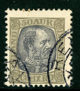 Iceland 1902 Christian IX 50a Gray & Blue Black  Perf 13 Scott # 43 VFU C725