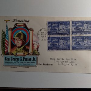 SCOTT #1026 FIRST DAY OF ISSUE PATTON B/4 BEAUTIFUL FLUGEL CACHET FREE SHIPPING