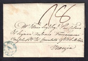 ITALY POSTAL HISTORY 1824 SFL VENEZIA BLUE CDS 2-PAGE LETTER SECRETARY OF STATE