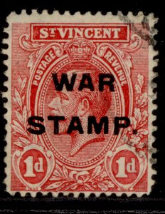 ST. VINCENT GV SG124, 1d carmine-red, USED. Cat £26.