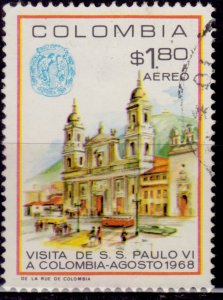 Colombia, 1968, Airmail, Pope Paul's Visit to Colombia, 1.80p, used