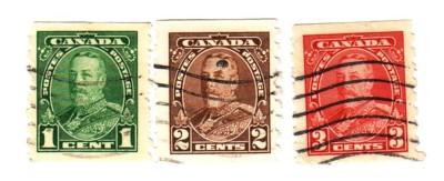 Canada Sc 228-0 1935 GV coil stamps used