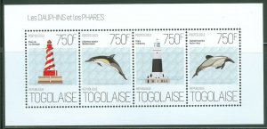 TOGO 2013  DOLPHINS AND LIGHTHOUSES  SHEET OF FOUR  MINT NH