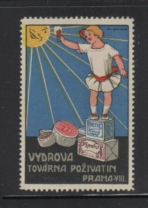 Czechoslovakia- Vydrova Factory Food Advertising Stamp, Girl with Sun - MNH OG 