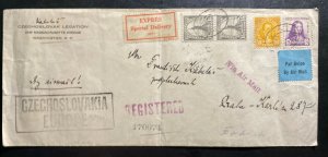 1932 Washington DC USA Czech Legation Diplomatic Cover To Prague Czechoslovakia