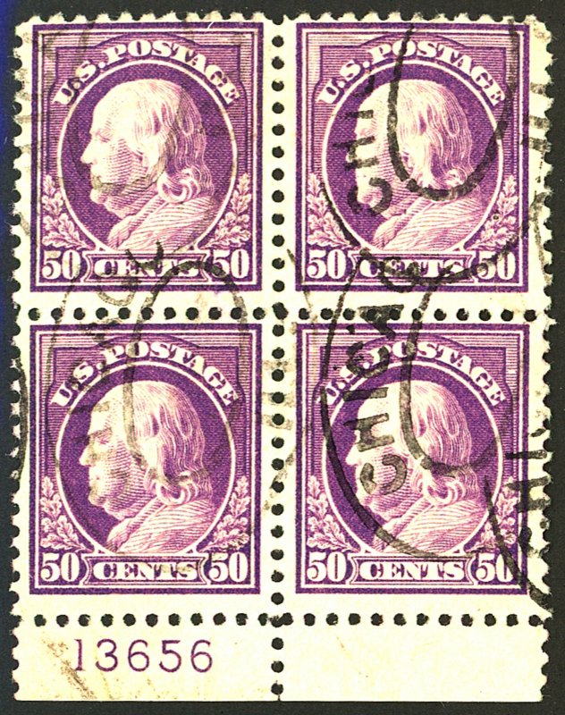 U.S. #517 USED PL# BLOCK OF 4 