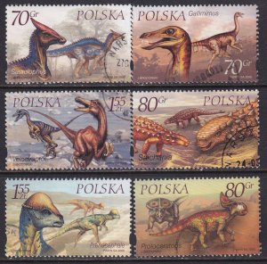 Poland 2000 Sc 3503-8 Dinosaurs Stamp Used