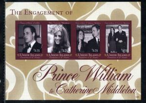 UNION ISLAND ENGAGEMENT OF PRINCE WILLIAM & KATE MIDDLETON  IMPERF SHEET  NH