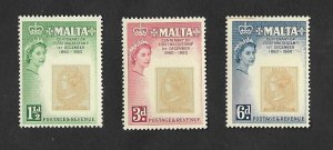 EL)1960 MALTA, CENTENARY OF THE FIRST NATIONAL STAMP ISSUE, YELLOW HALFPENNY 186