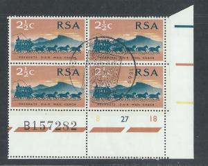 SOUTH AFRICA SC# 357 CONTROL B/4 1st DAY CANCEL FVF/CTO '69 